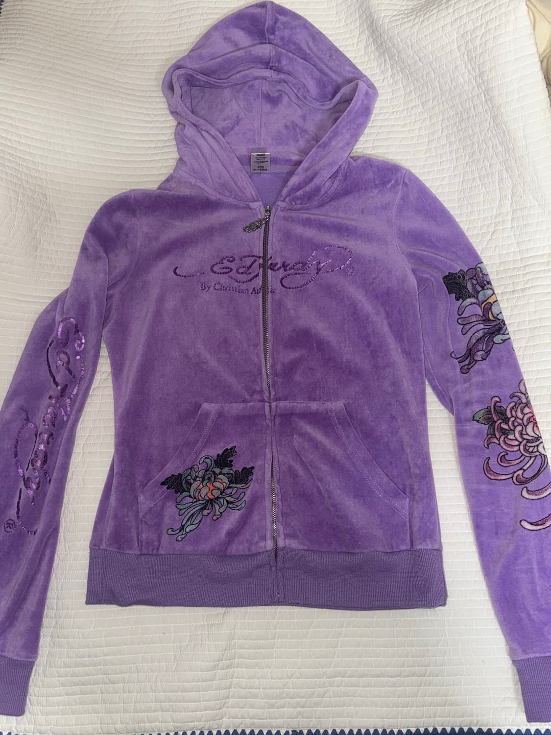 에드하디 연보라 벨벳 후드집업 상품이미지1