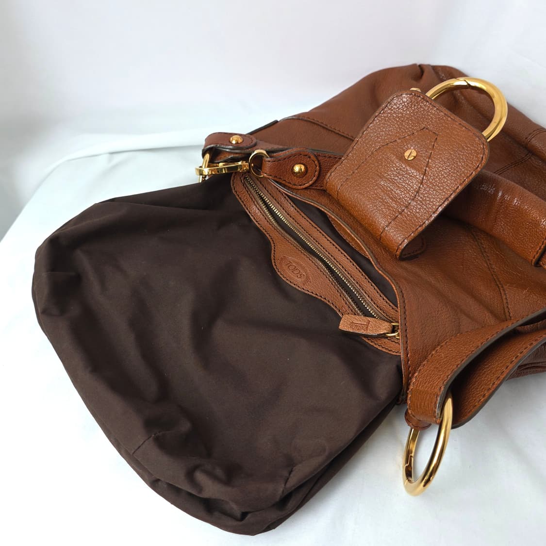 [정품 TOD'S] 토즈 브라운 레더 호보백 숄더백 크로스백 상품이미지7