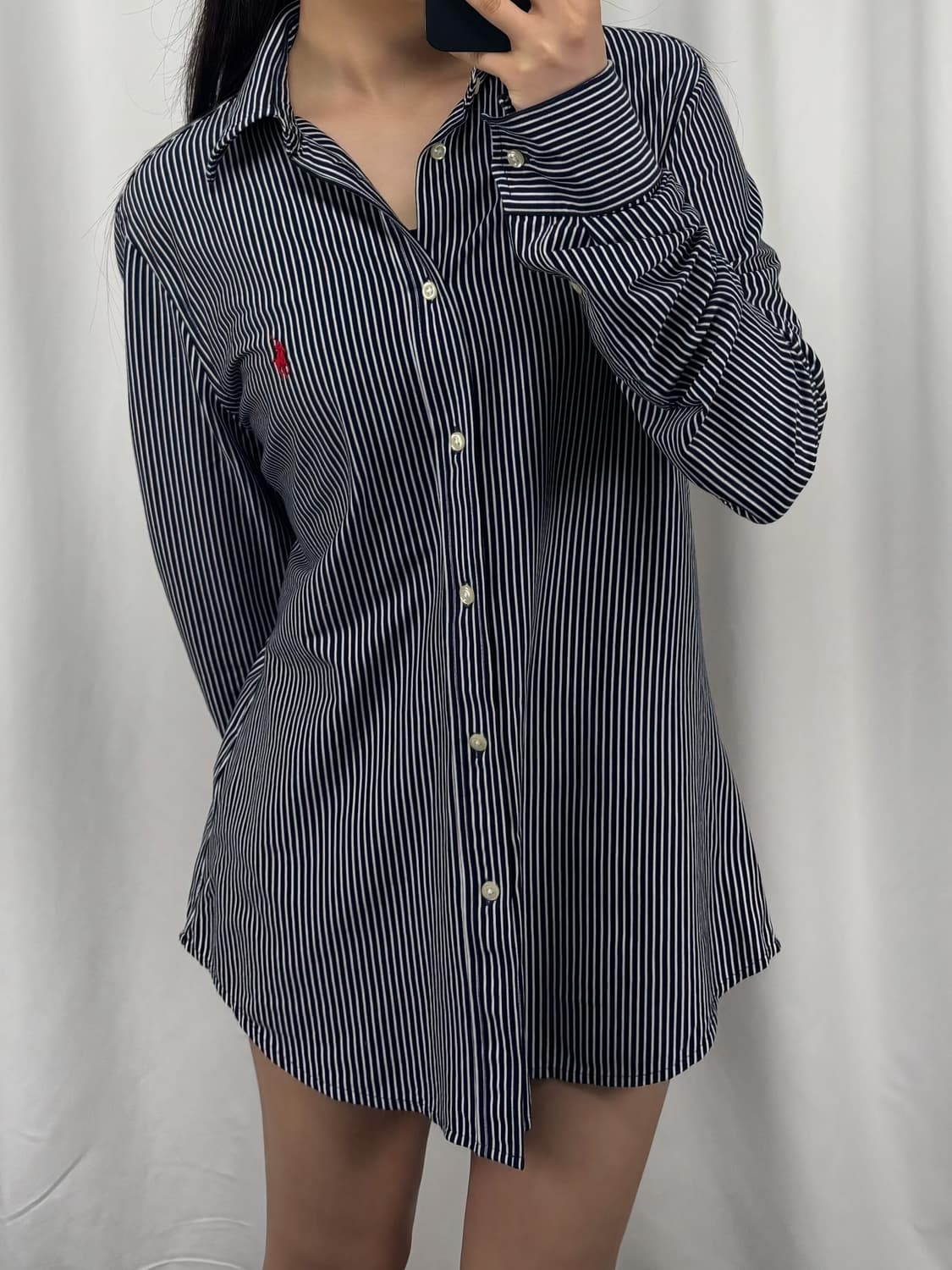 폴로 네이비 스트라이프 니트 드레스 셔츠 상품이미지2