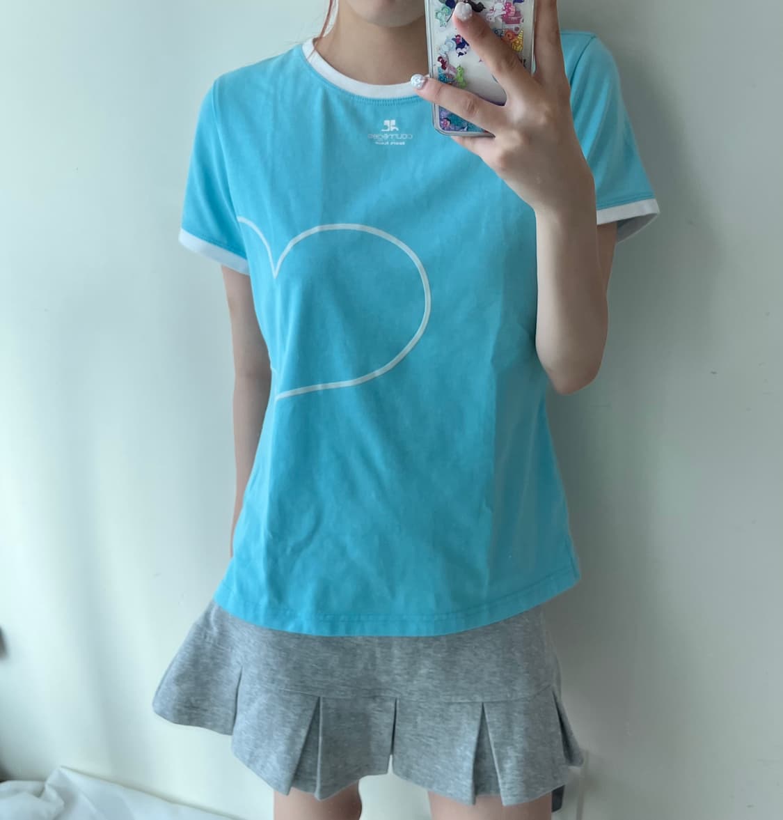 꾸레쥬 하트 링거티 반팔 티셔츠 상품이미지1