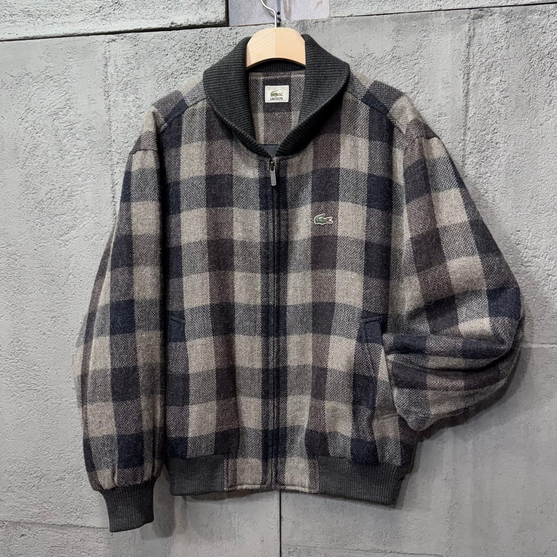 90s 라코스테 체크 블루종 자켓 (XL)   상품이미지1