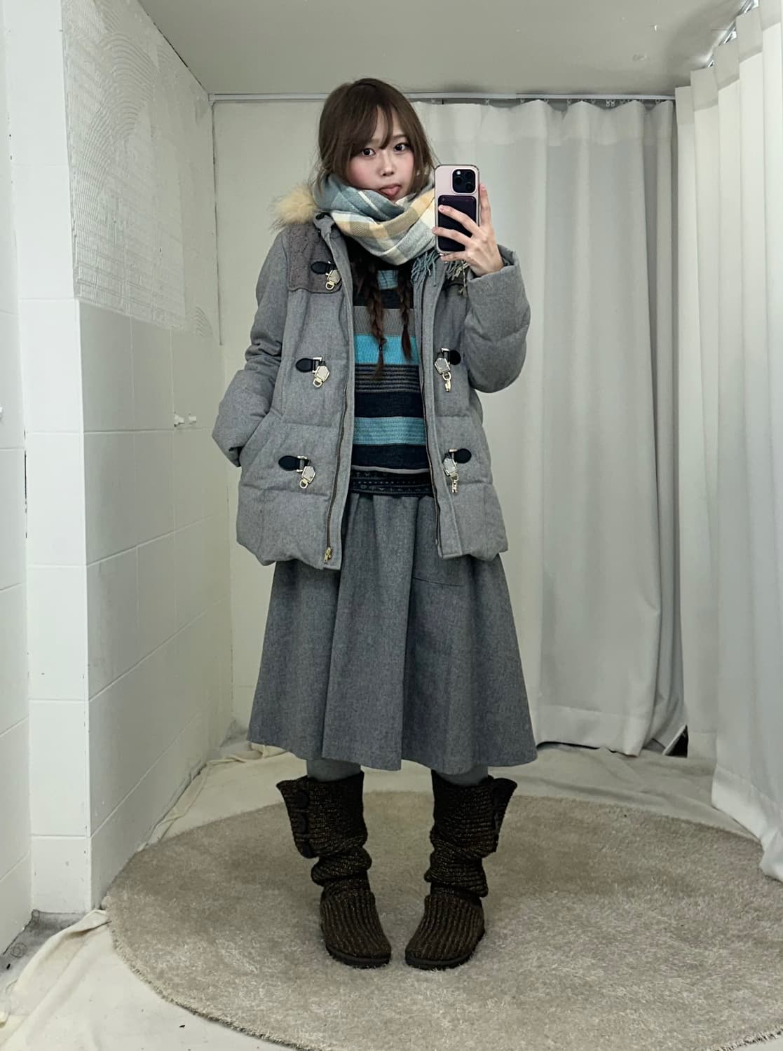 그레이 니혼진 히피 모리 레이스 패딩 코디세트 상품이미지1