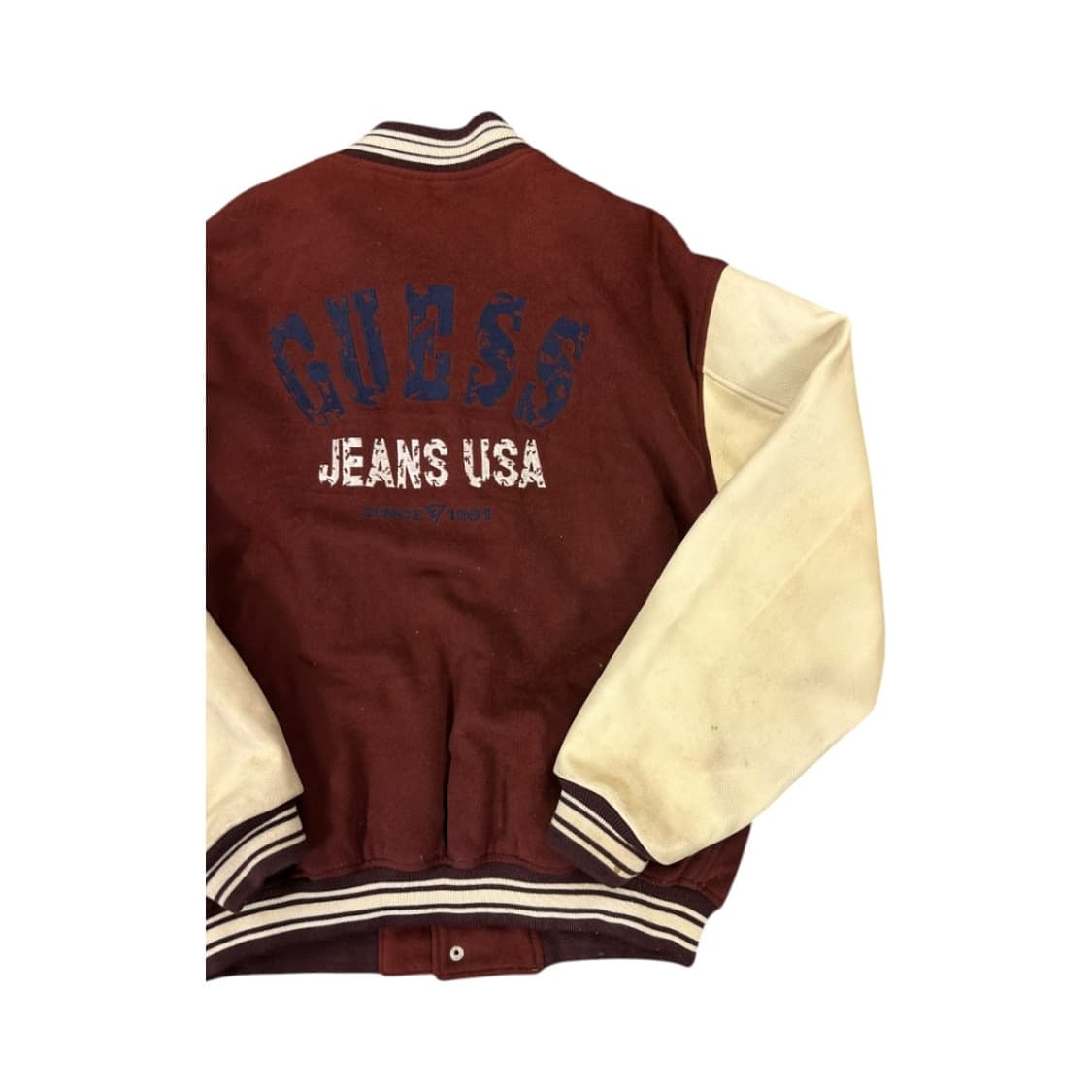 L) 게스 버건디 울 바시티 레더 스타디움 자켓 OJ-049 상품이미지7