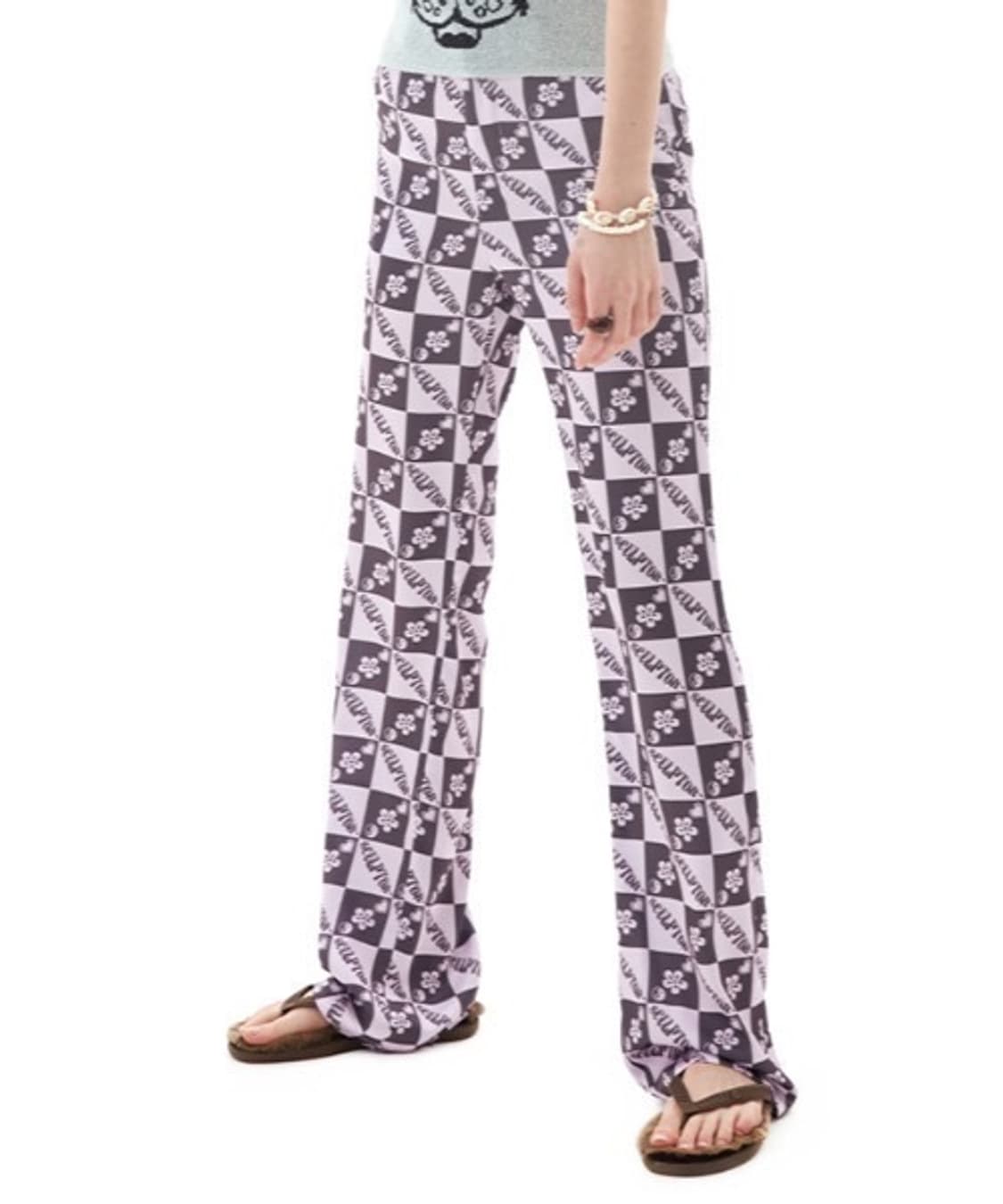 새상품) 스컬프터 새틴 체커보드 팬츠 핑크 상품이미지2