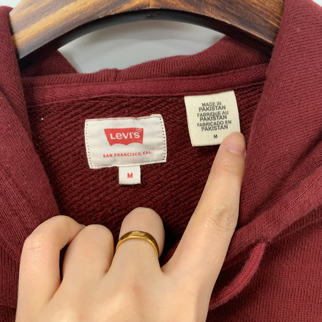 리바이스 박스로고 버건디 후드티 상품이미지6