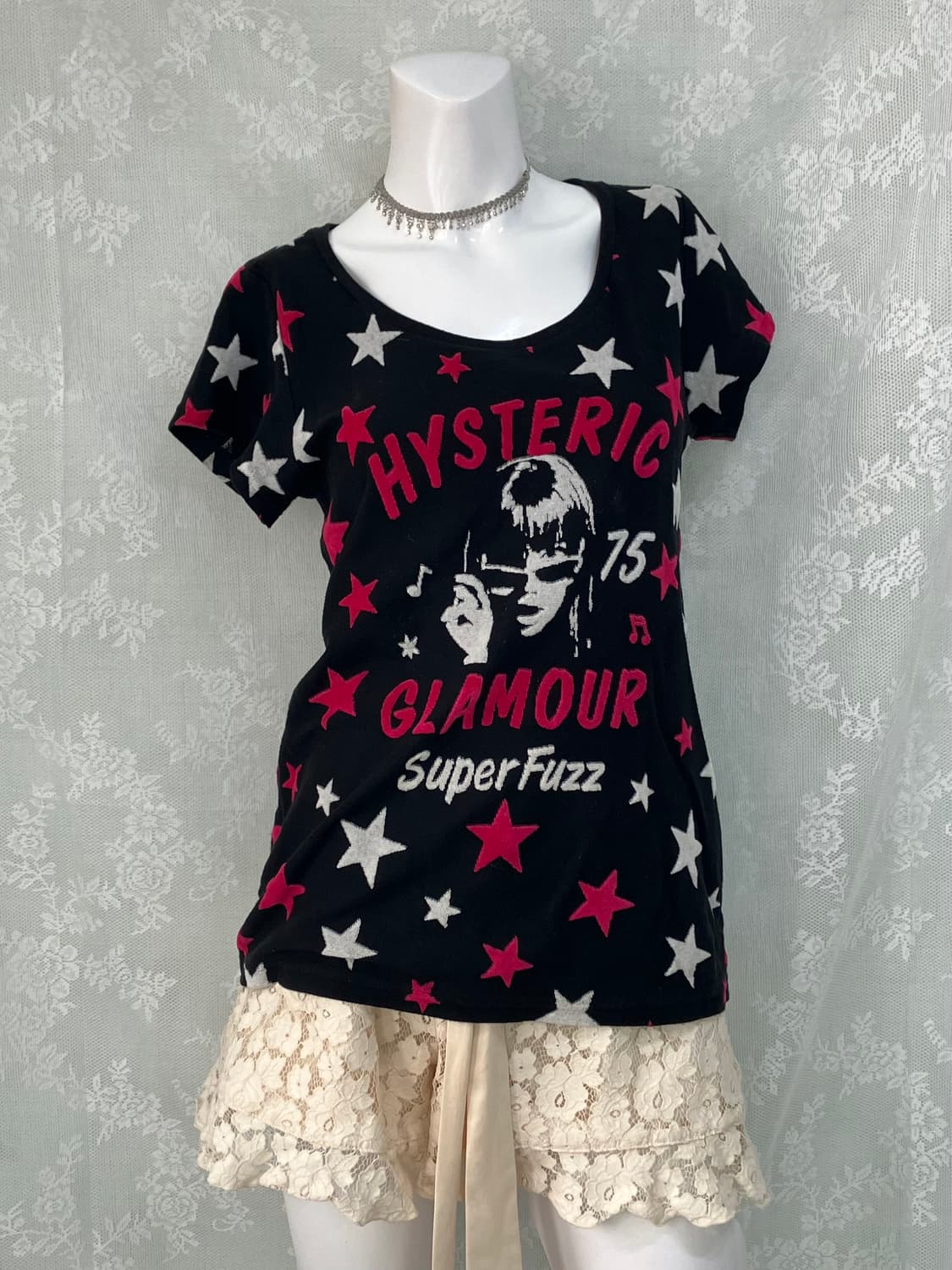 히스테릭 글래머 블랙 스타 반팔 1053 y2k 스트릿 갸루 펑키 일본빈 상품이미지1