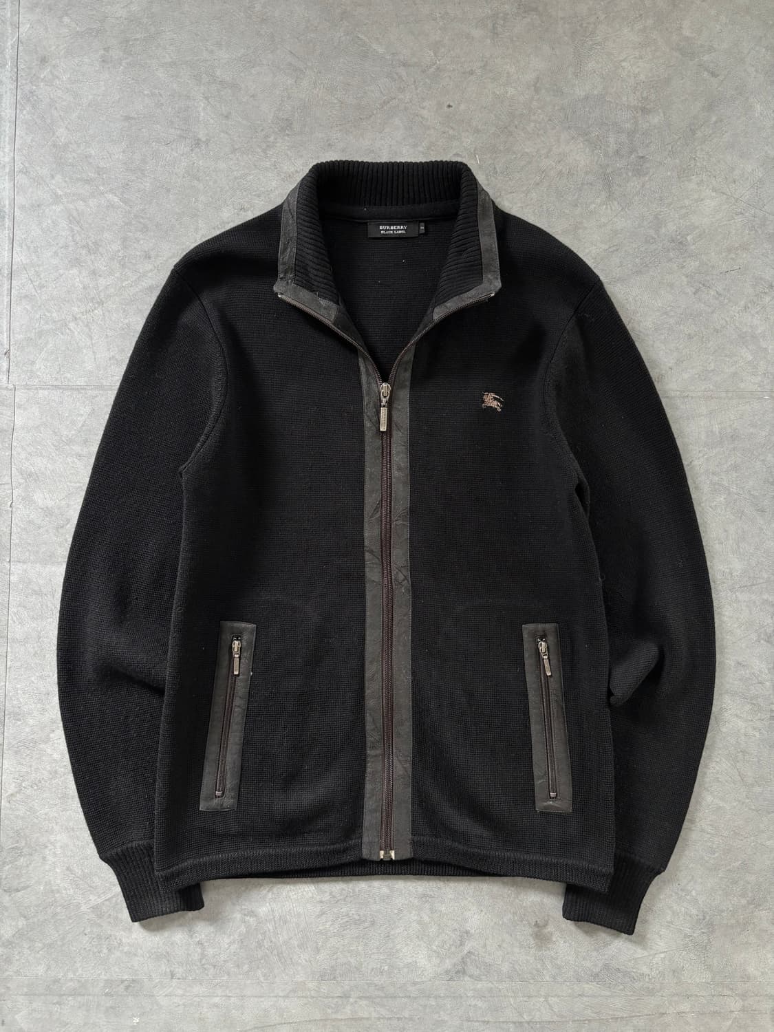 Burberry 버버리 블랙라벨 블랙 레더 트리밍 집업 상품이미지2