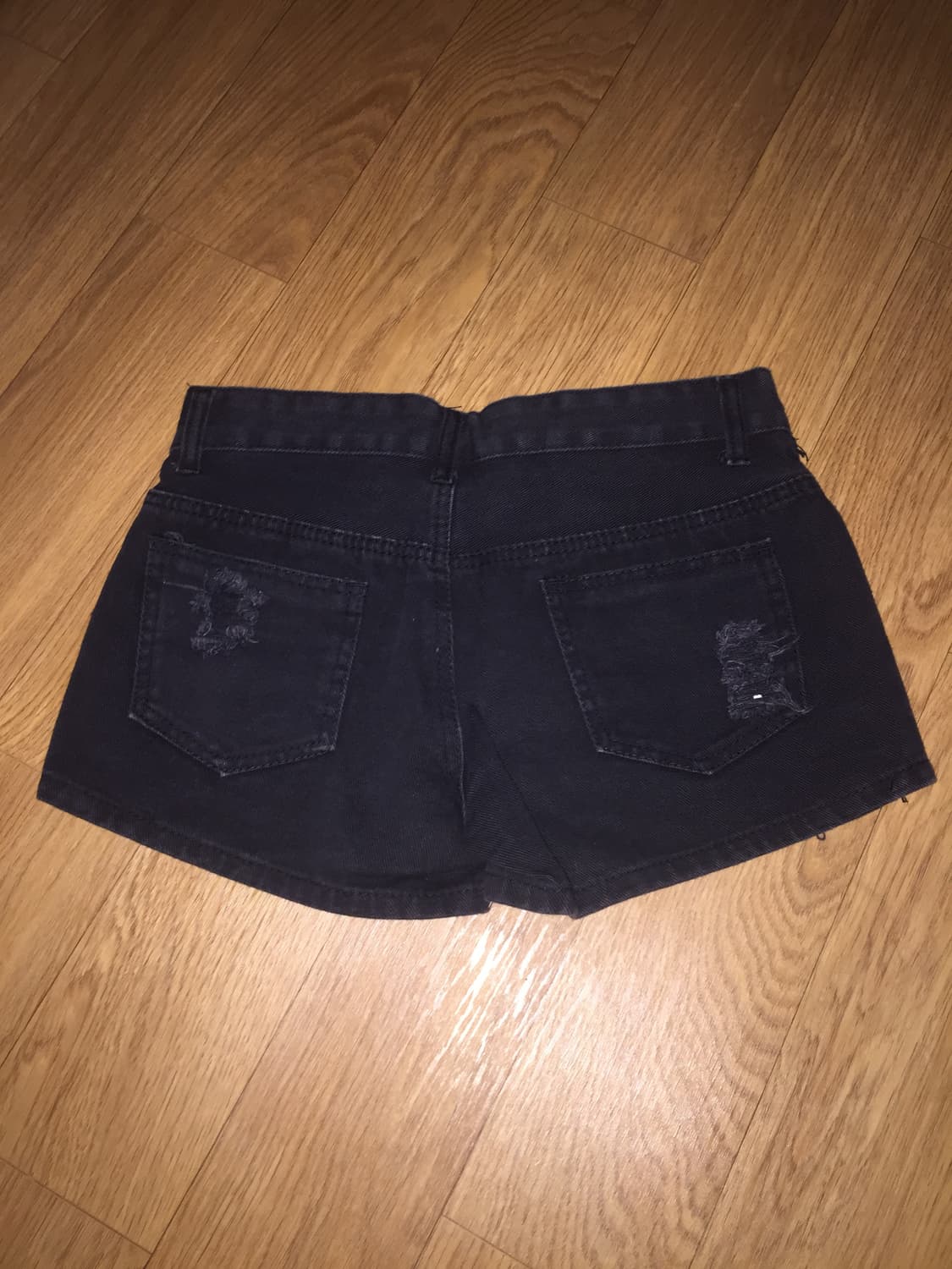 빈티지 흑청 데미지 숏팬츠 상품이미지3