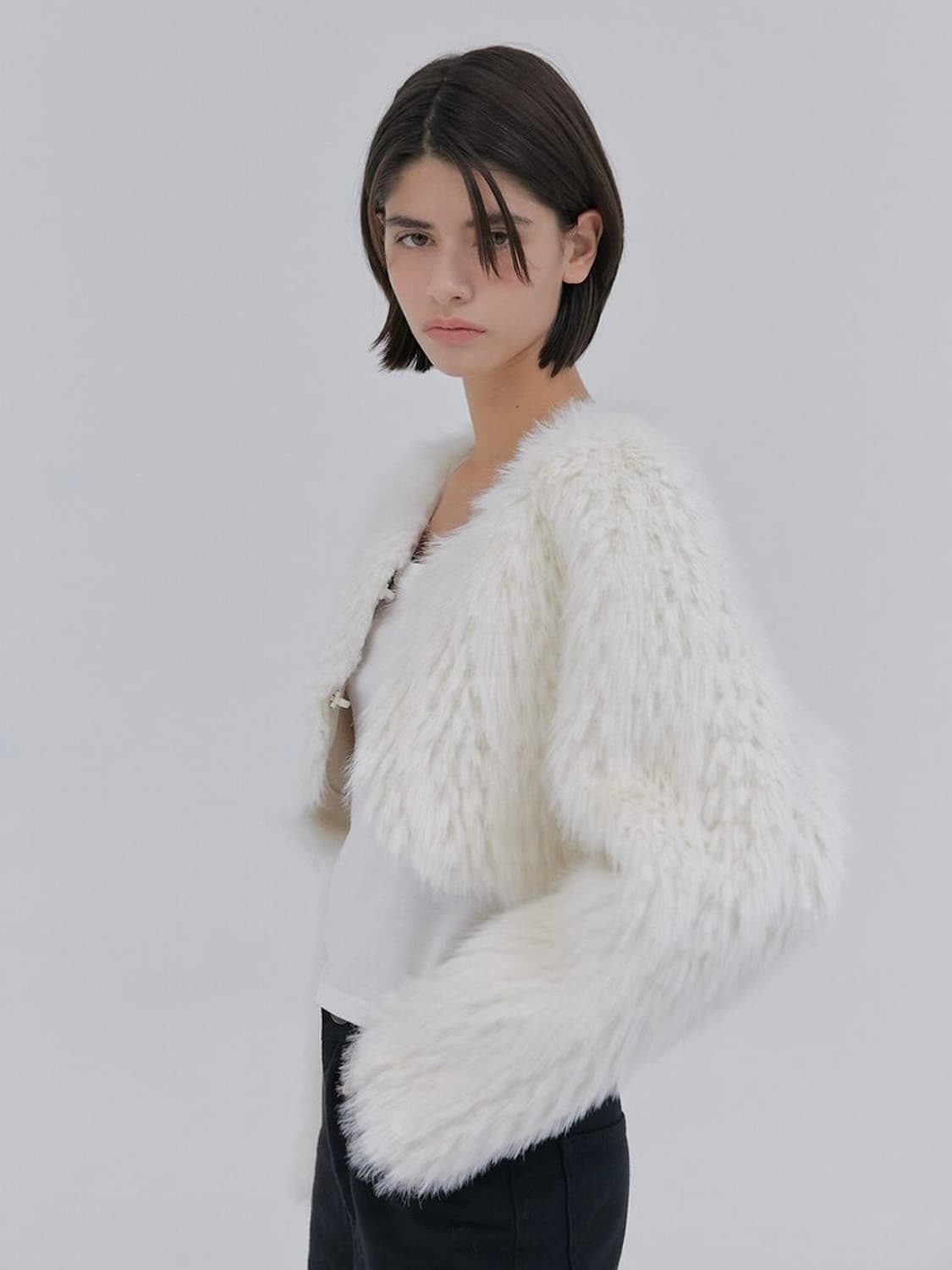 헤더먼트 크롭 퍼 무스탕 자켓 상품이미지2