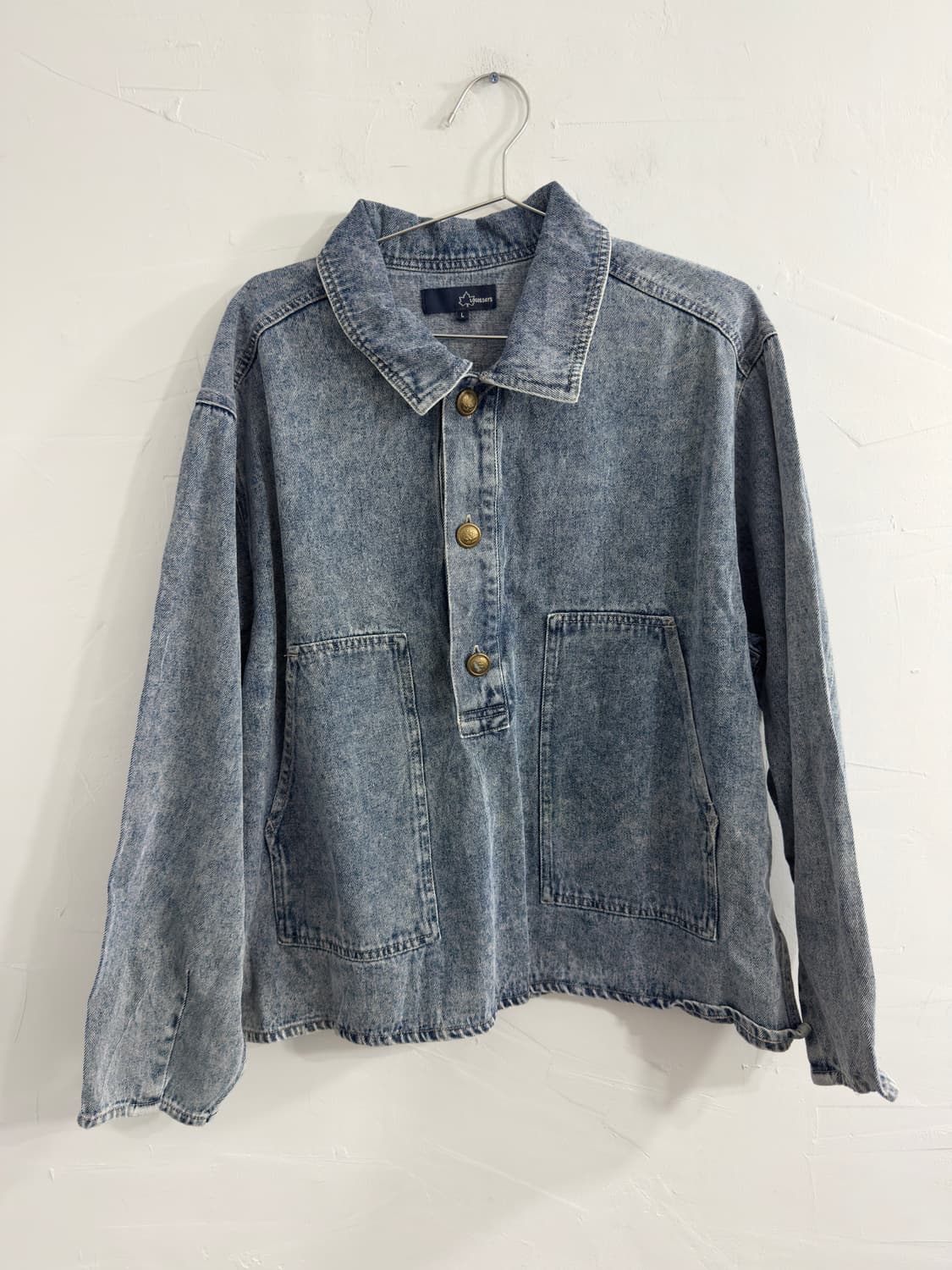 logosdays denim half button top 상품이미지3