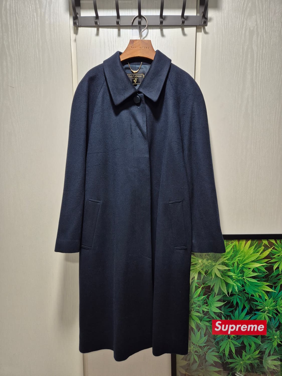 JPN빈티지.Pure Cashmere 퓨어 캐시미어 청록색 코트 상품이미지1