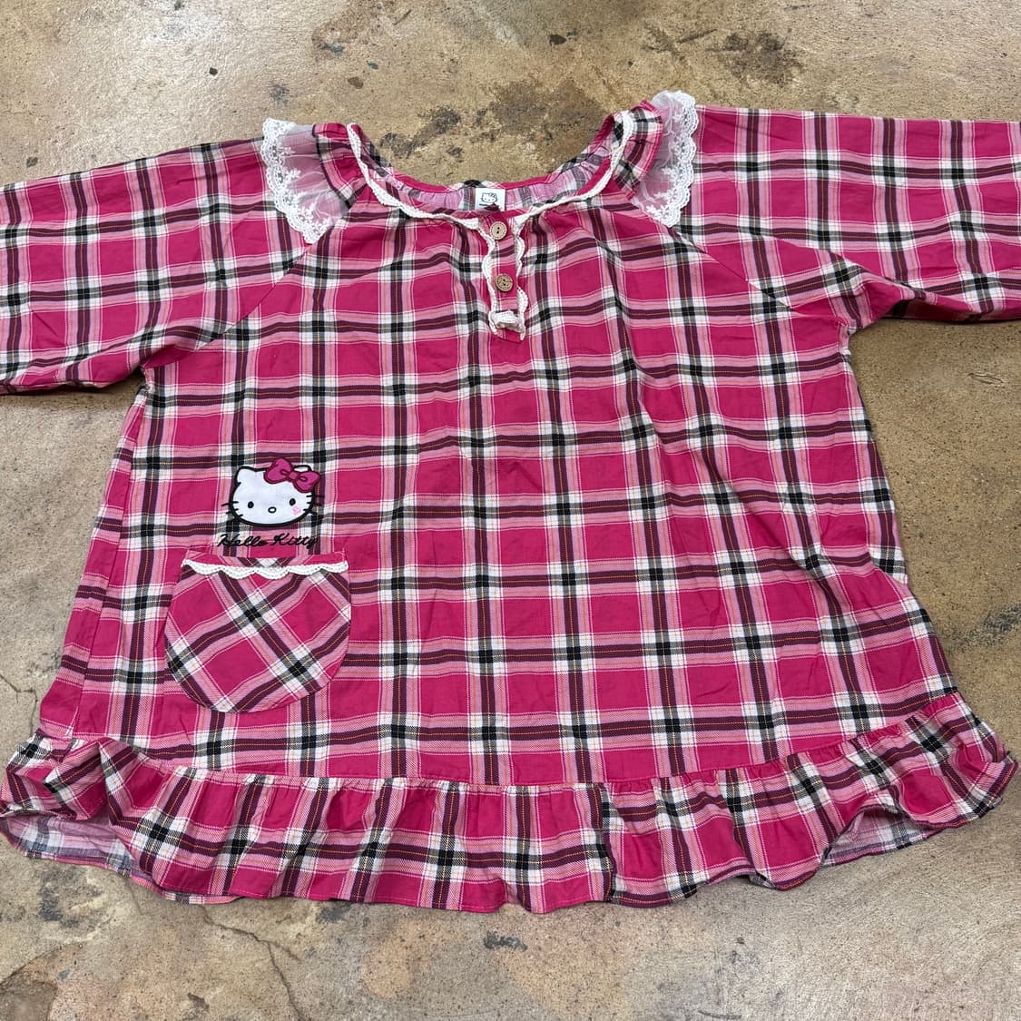 헬로키티 체크 파자마 잠옷  상품이미지3