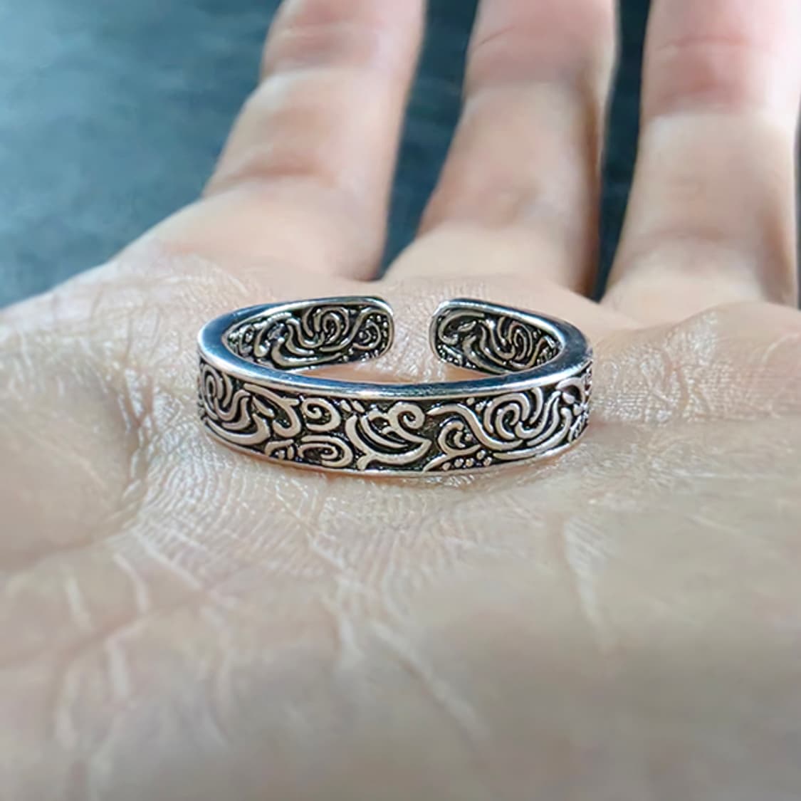 Arabesque 백동 남자 엔틱 빈티지 명품 고대 곡선 조각 반지 상품이미지4