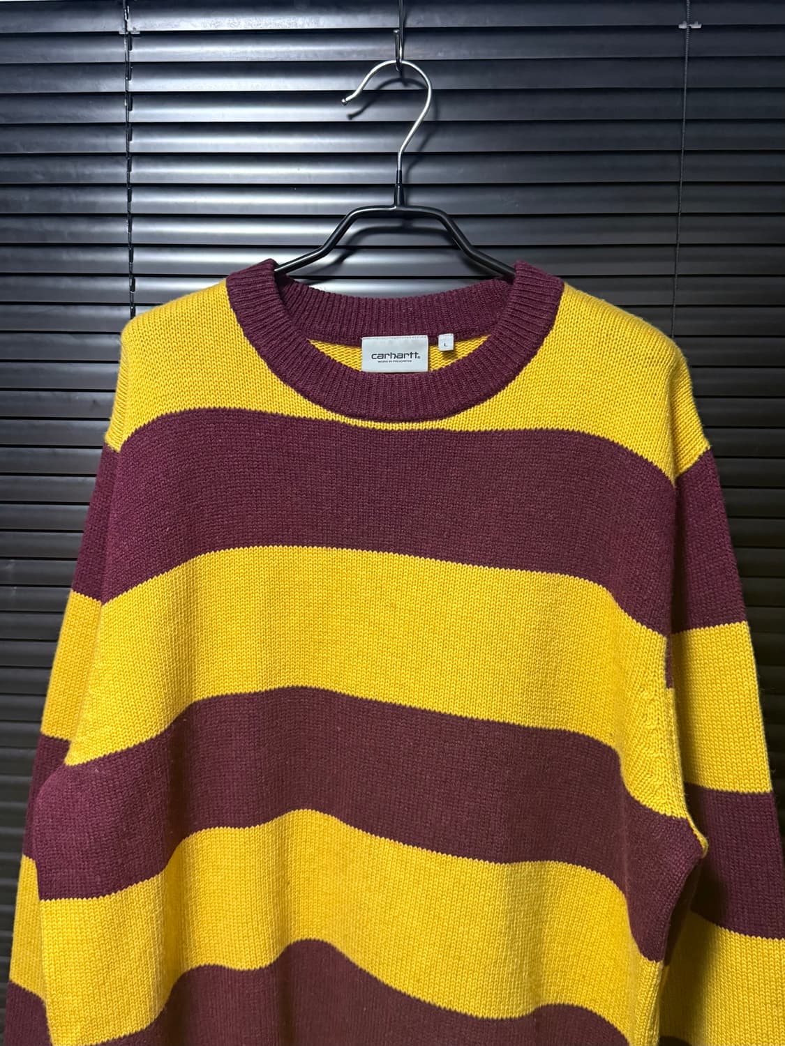 칼하트 단가라 스트라이프 버건디 옐로우 니트 스웨터 L 100 해리포터 상품이미지4