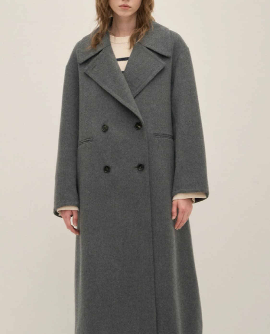 23fw system 한섬 시스템 캐시미어 더블 코트 그레이 82 상품이미지1