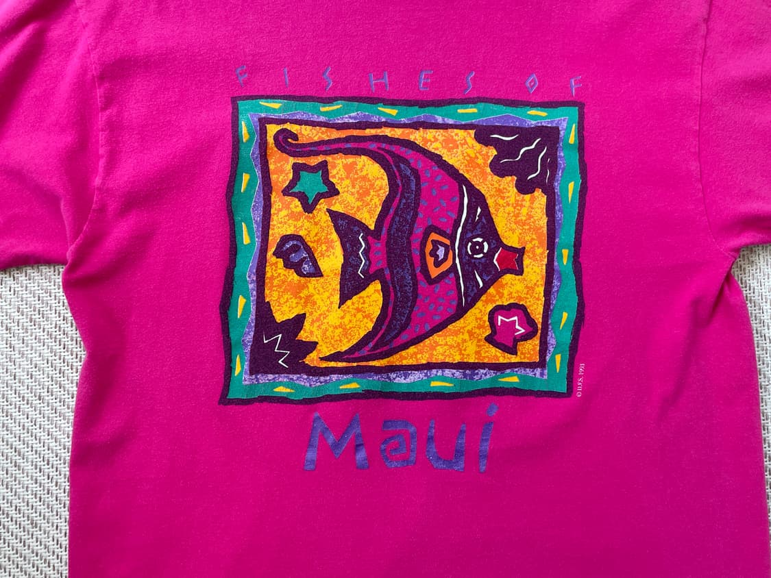 90s usa 싱글 hanes Maui  아트 반팔티셔츠  상품이미지2