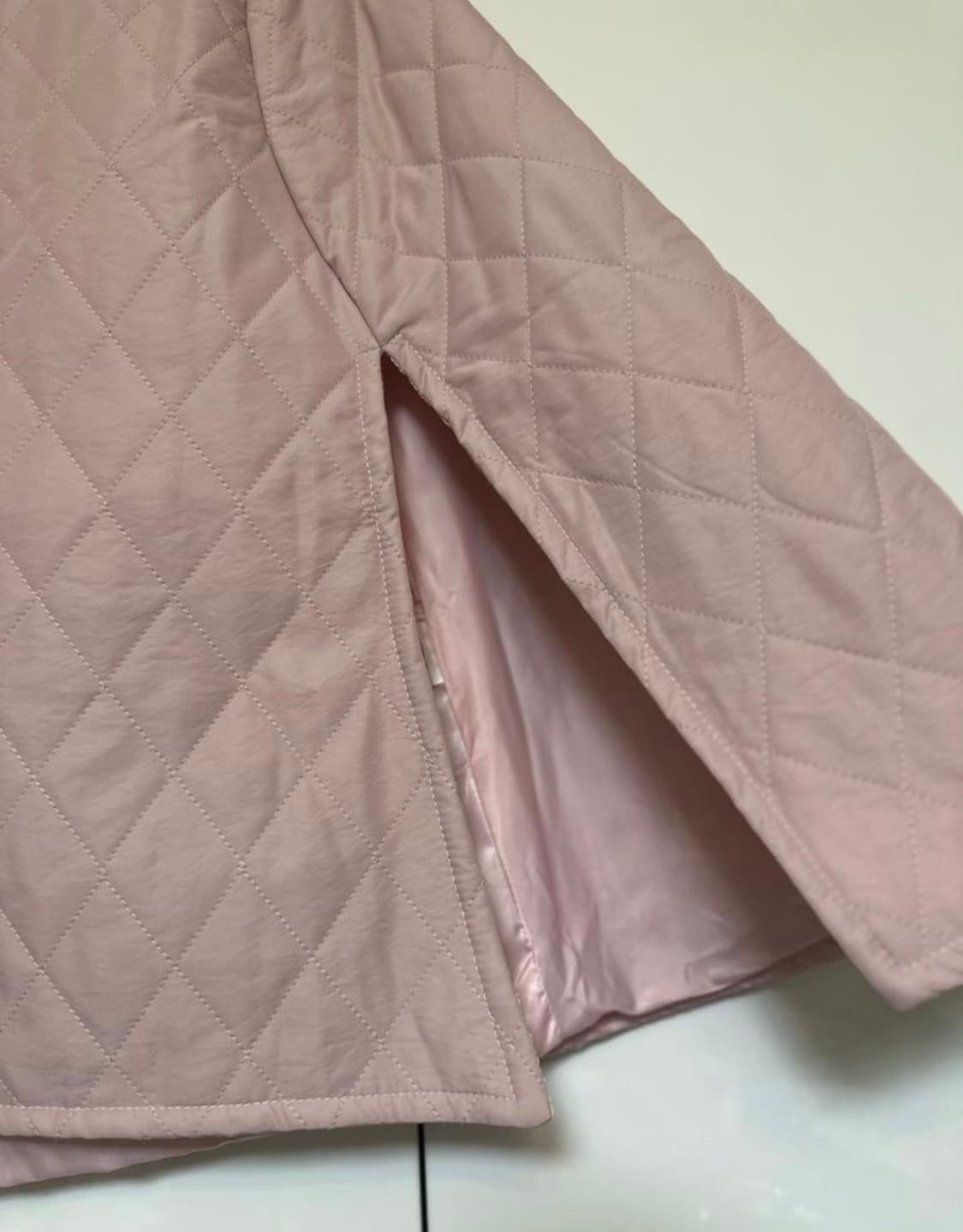 퀼팅 누빔판쵸핑크 브라운 카라 상품이미지3