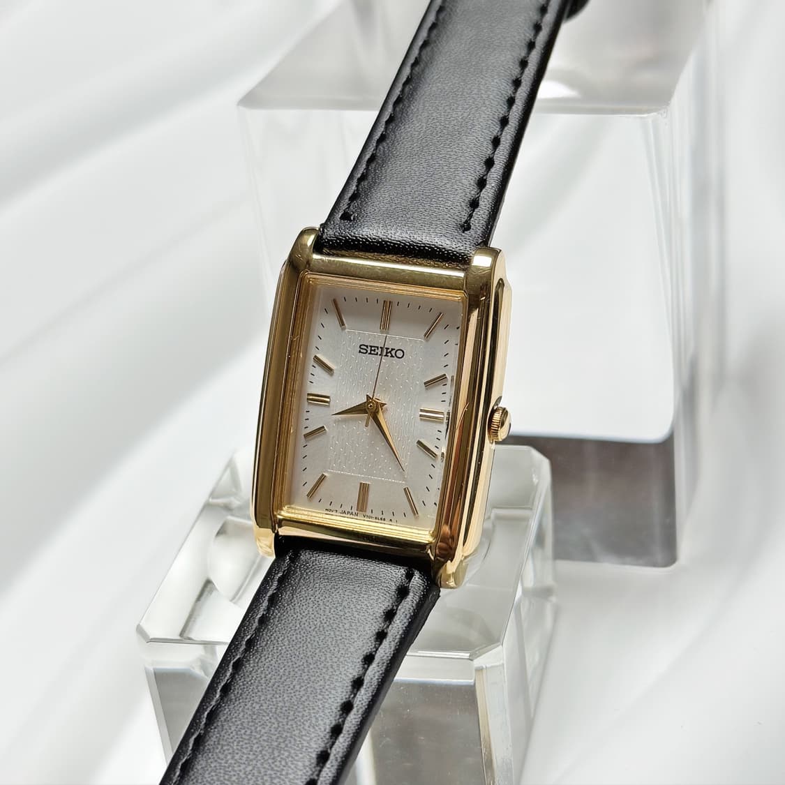 80's90's 빈티지 세이코 골드 탱크 리넨 텍스쳐 워치 상품이미지1