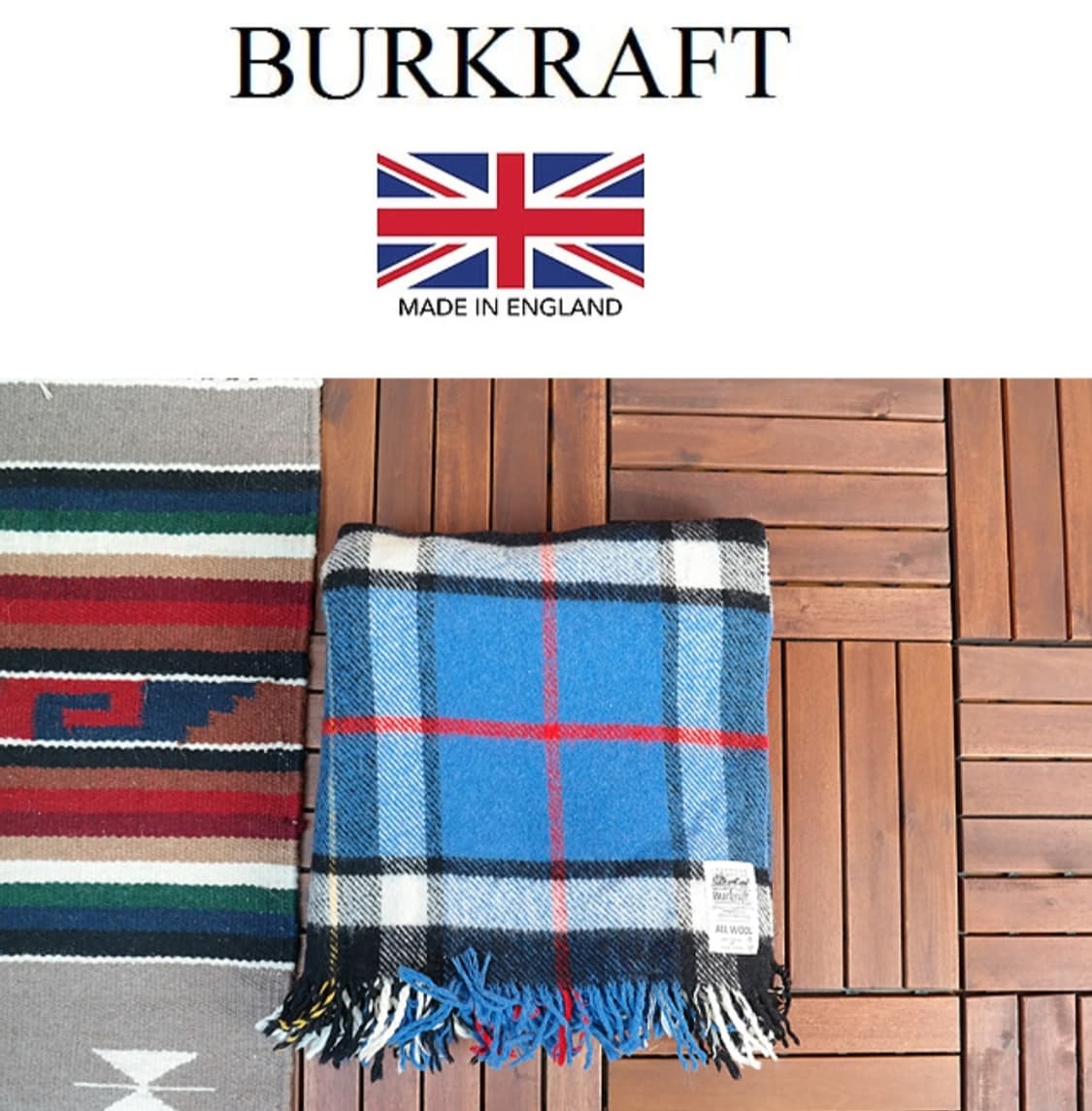 영국산 BURKRAFT 울100 % 빈티지 체크러그 상품이미지1
