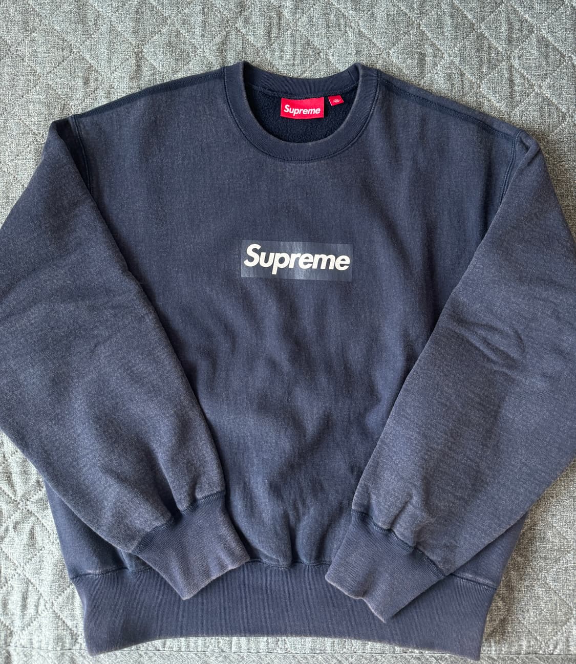 (S)슈프림 워시드 박스로고 크루넥 네이비 상품이미지1