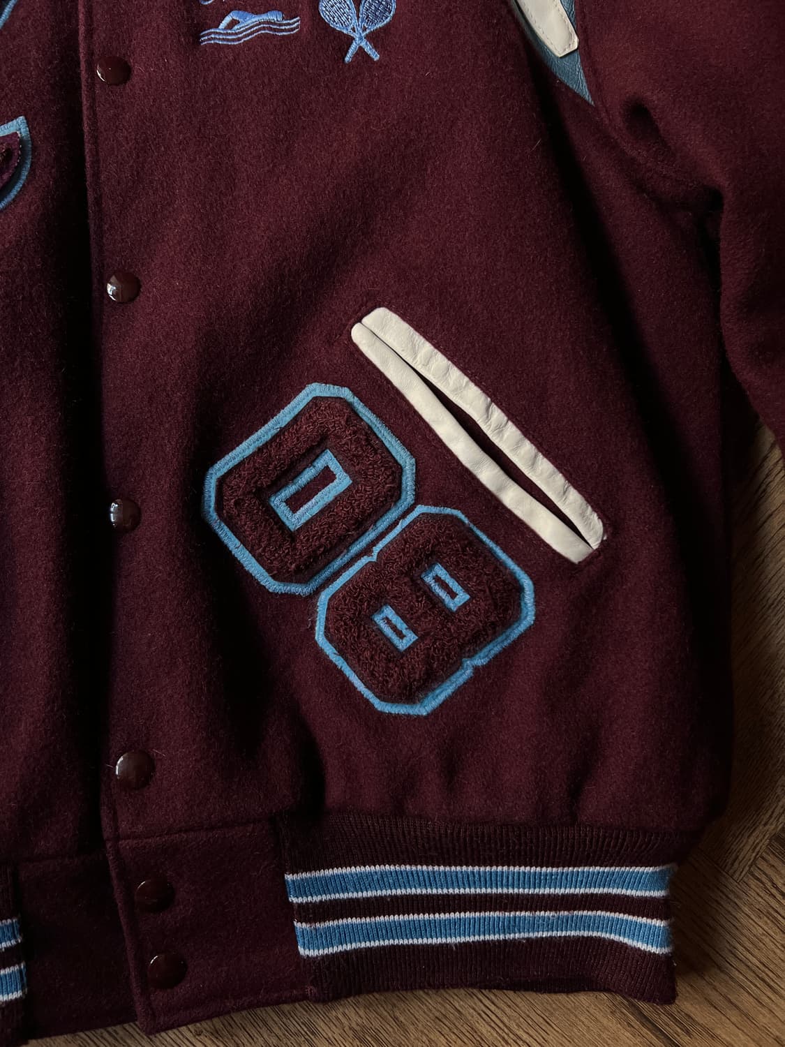 [M]00's USA 빈티지 KANKAKEE 버건디 울 바시티 자켓 상품이미지6