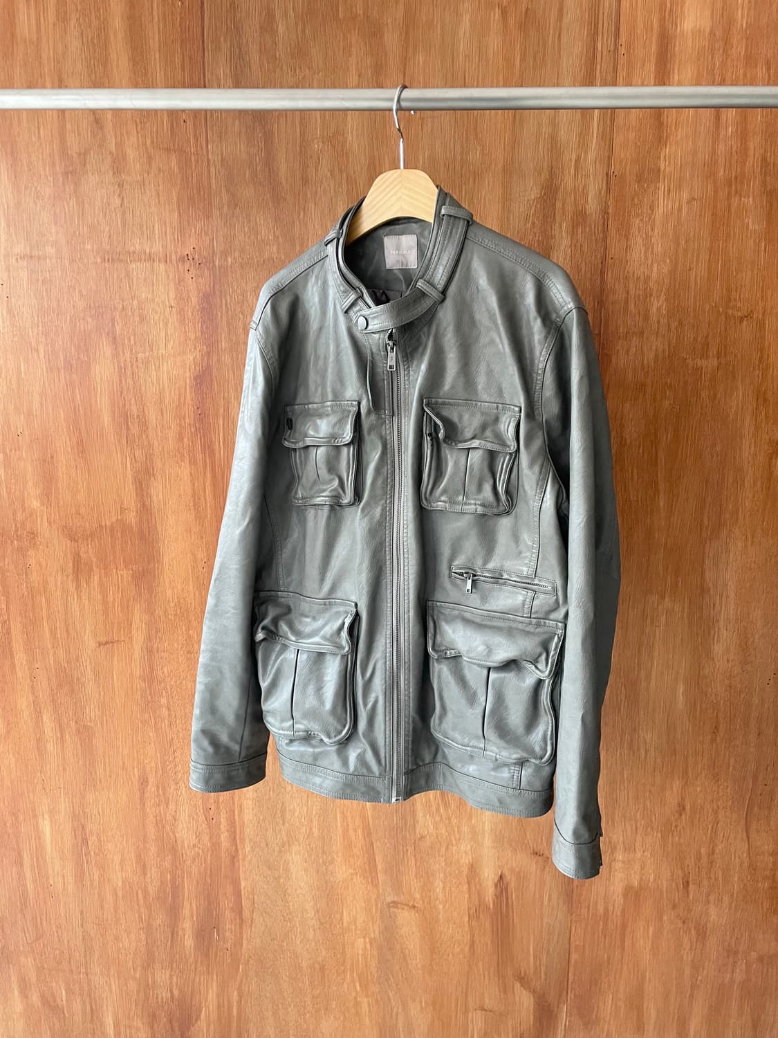 Cement gray leather field jacket 상품이미지3