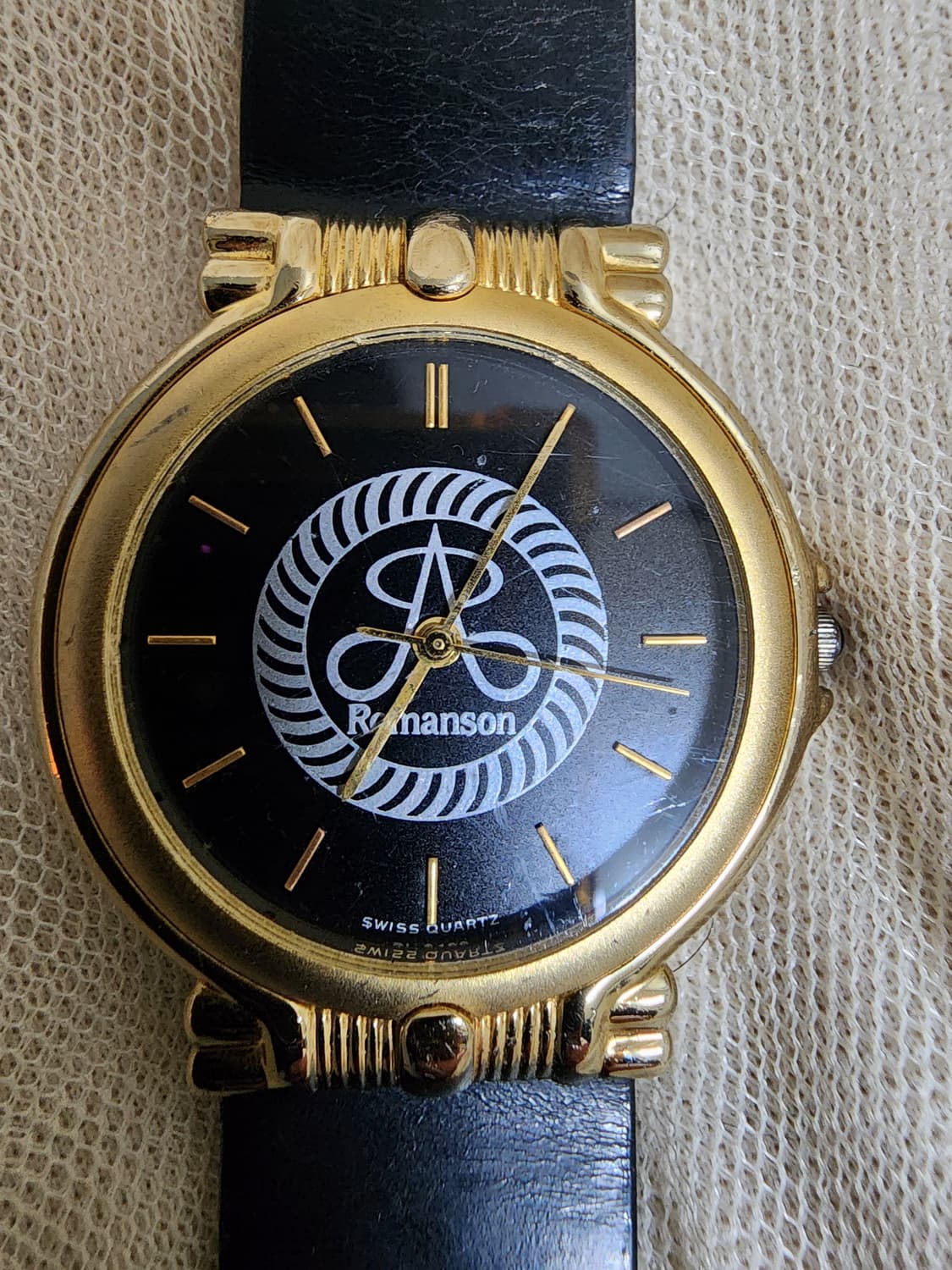 빈티지 로만손 골드 블랙 가죽 시계 상품이미지6