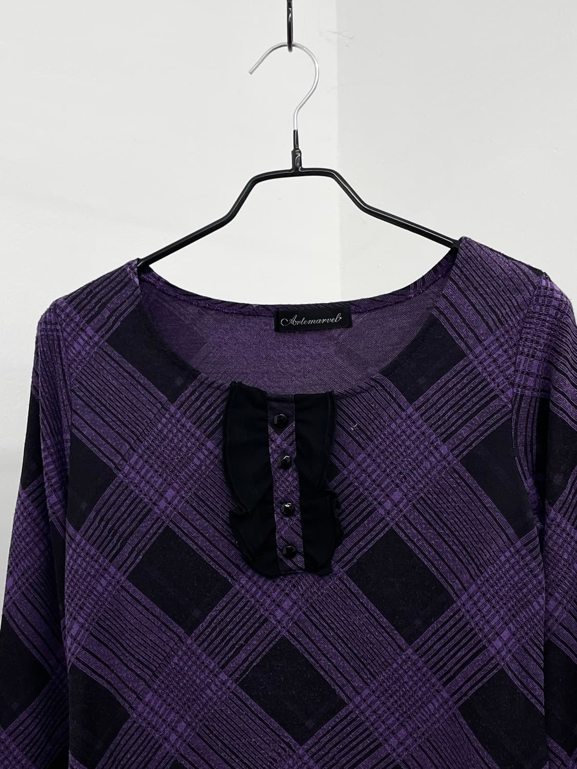 고딕 펑크 체크 프릴 탑 상품이미지6