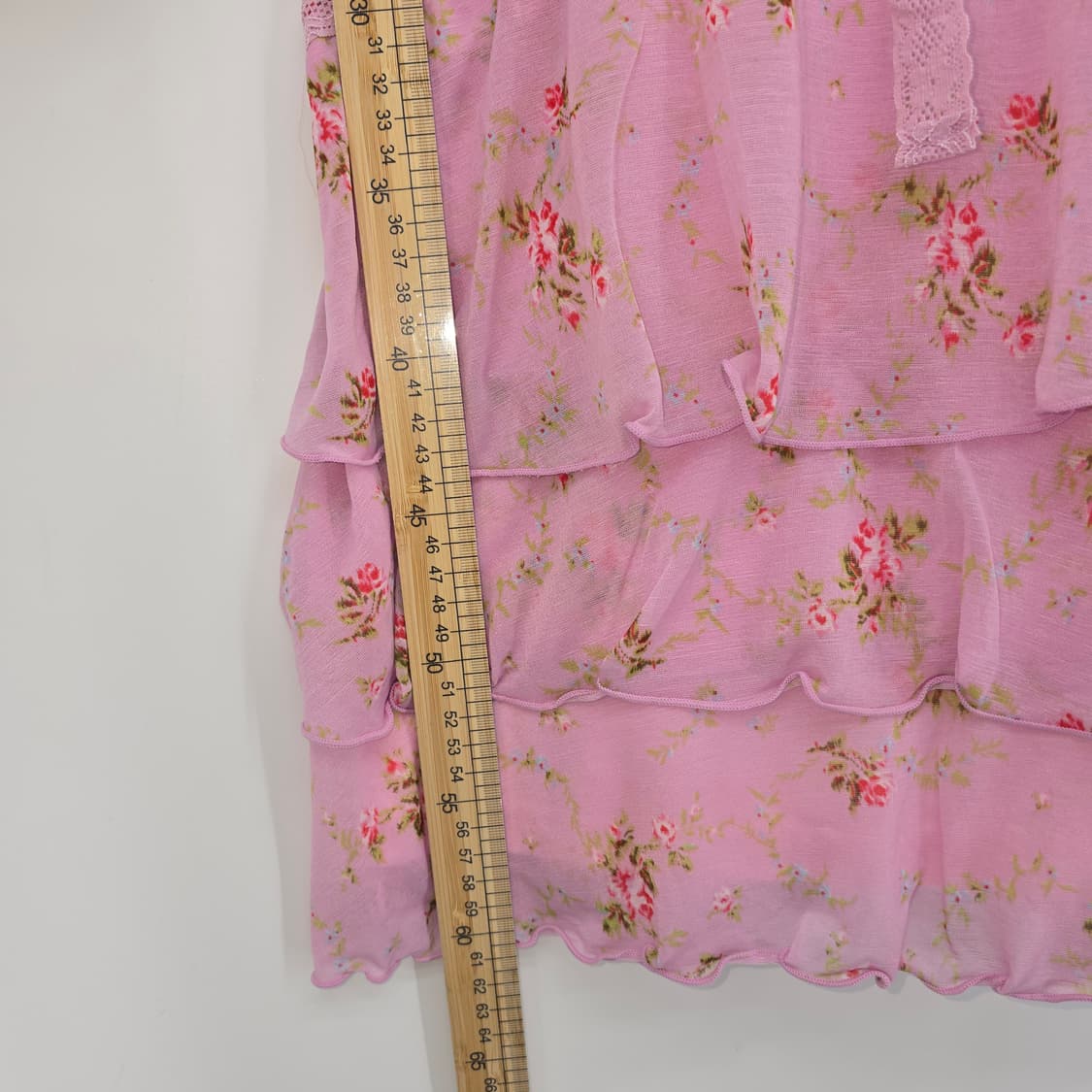 Y2K 일본 빈티지 레이스 꽃무늬 핑크 나시 블라우스 상품이미지5