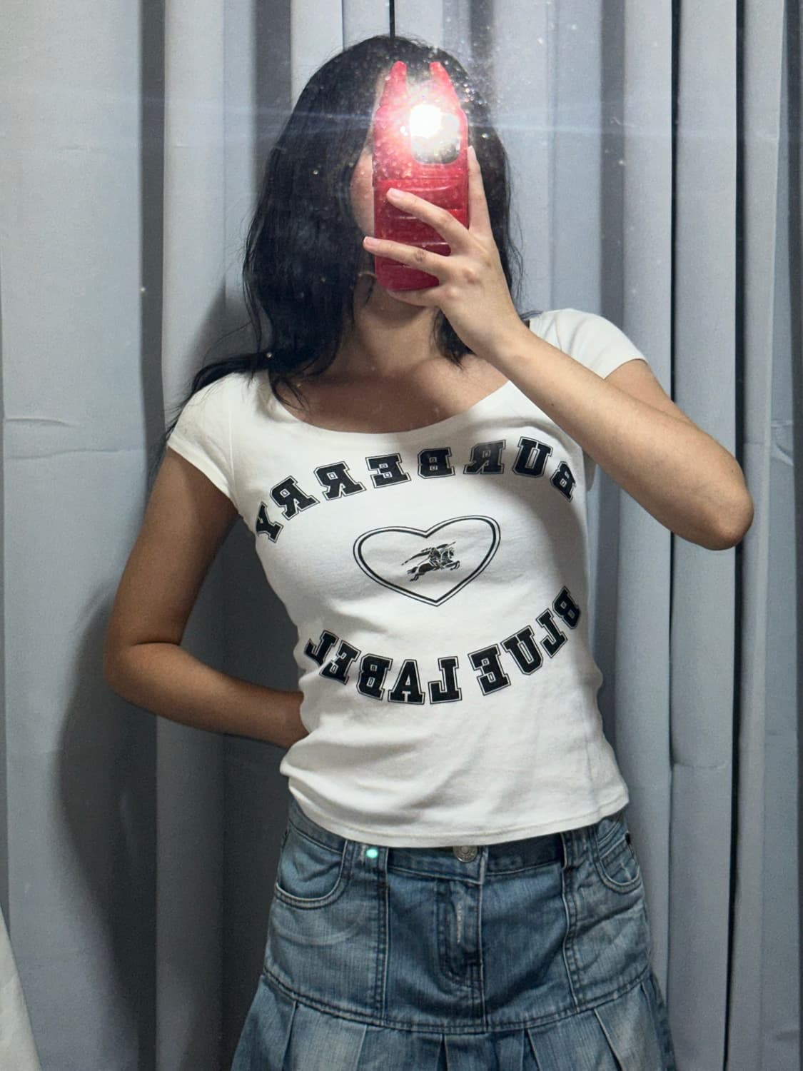 버버리 블루라벨 반팔 데님 플리츠 스커트 코디세트 상품이미지2