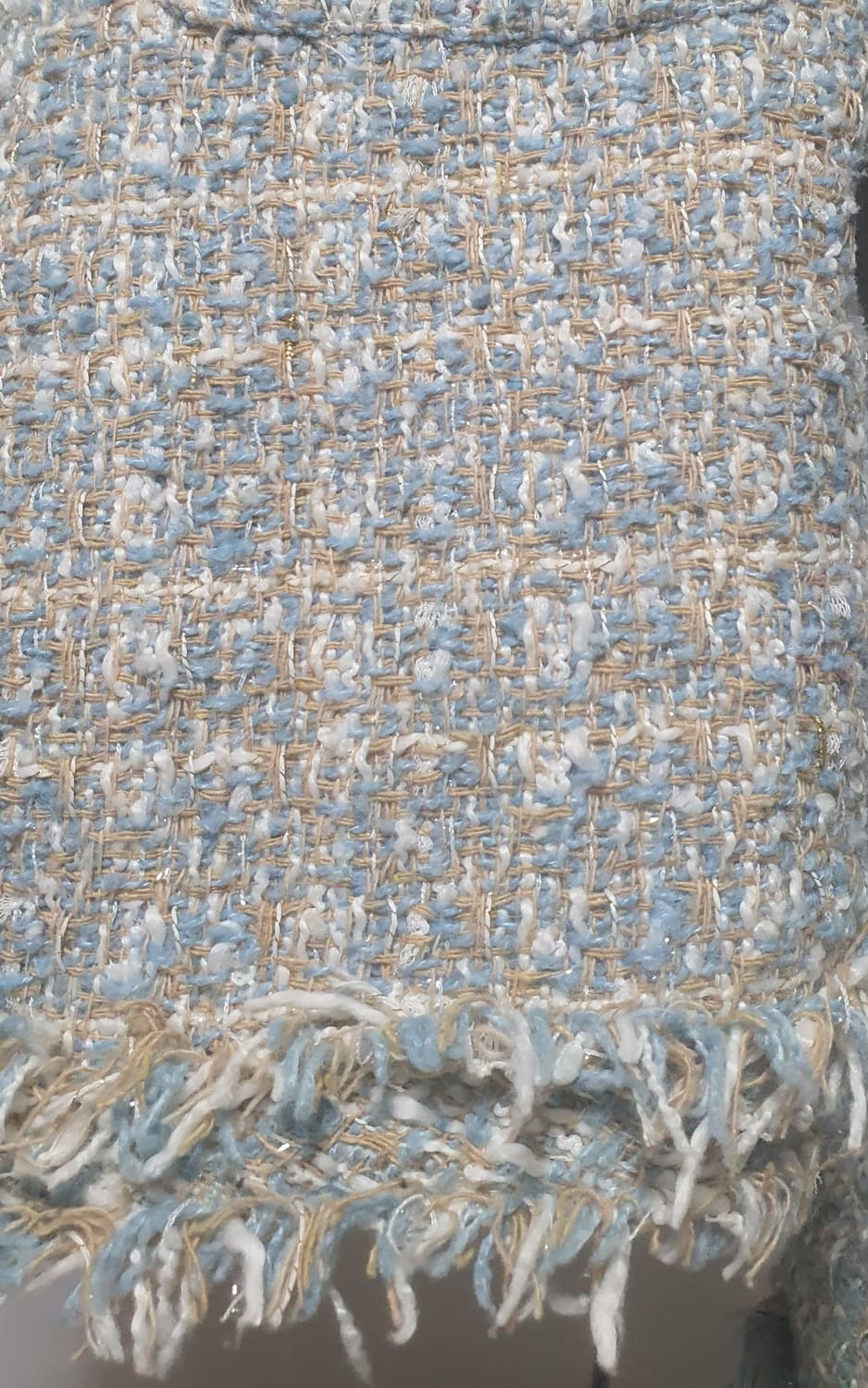 스카이블루 하늘색 트위드 라운드넥카라 프린지 자켓 가디건 상품이미지2