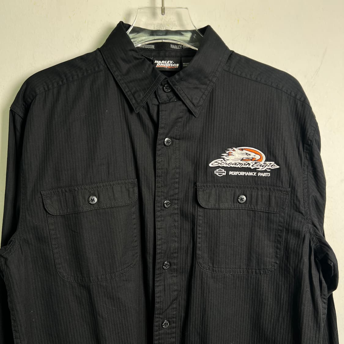 할리데이비슨 스크리밍 이글 블랙 스트라이프 셔츠 S 상품이미지4
