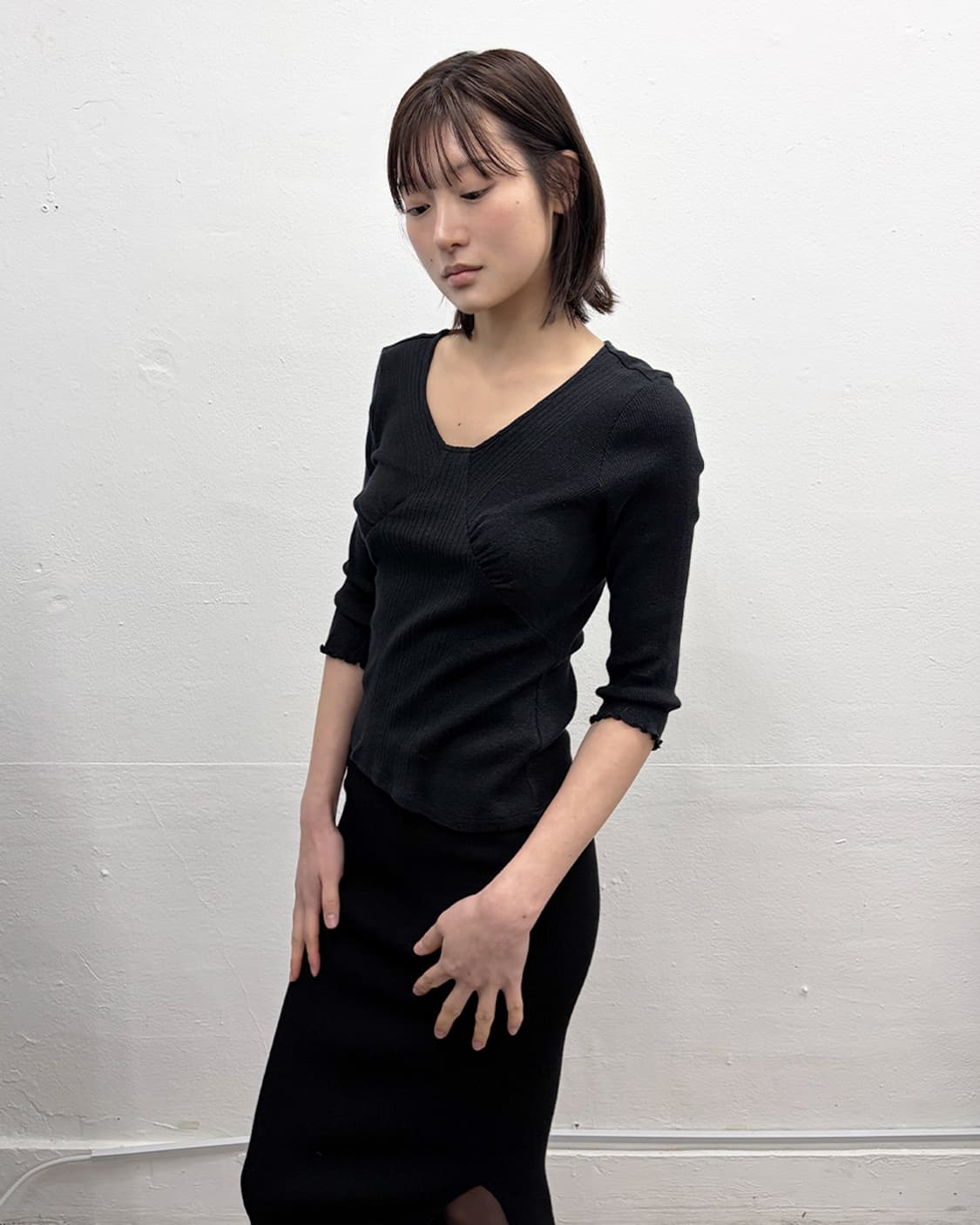 빈티지 브이넥 글리터 니트 상품이미지3