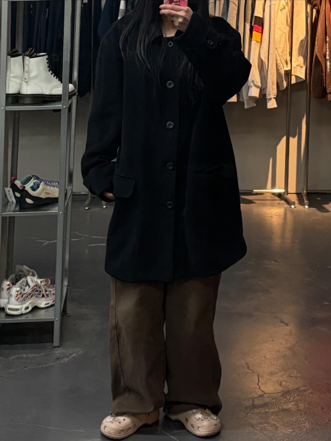 Oleg Cassini 래글런 블랙 코트 A3411 상품이미지1