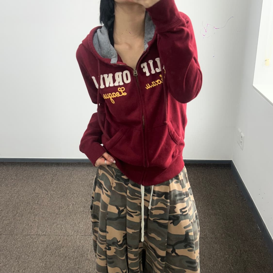 Who A U 후아유 스펠아웃로고 버건디 후드집업 상품이미지2