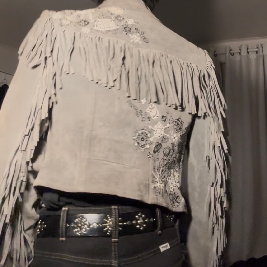 90s 핸드페인팅 스웨이드 프린지 웨스턴 자켓 상품이미지10