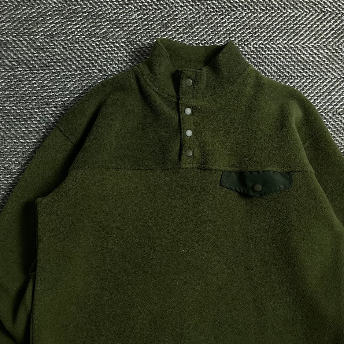 빈티지 플리스 풀오버 포켓 트레이닝 긴팔 탑 그린 y 4353 상품이미지5