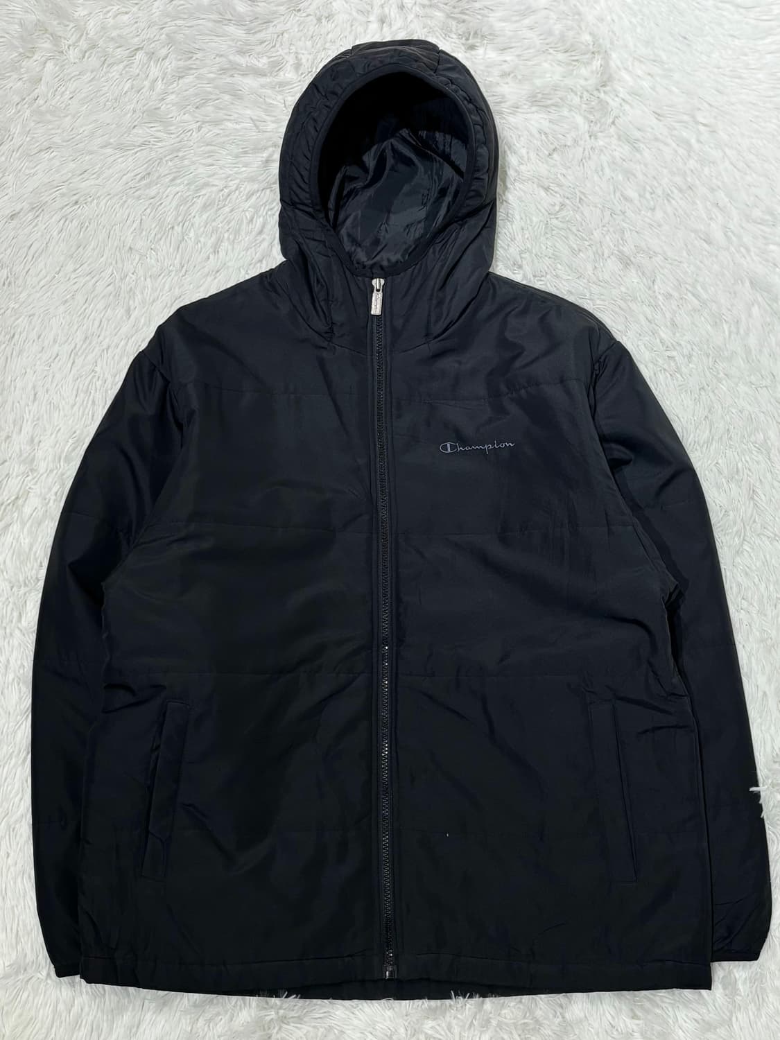 챔피언 블랙 스펠로고 폴리쉘 자켓 상품이미지3