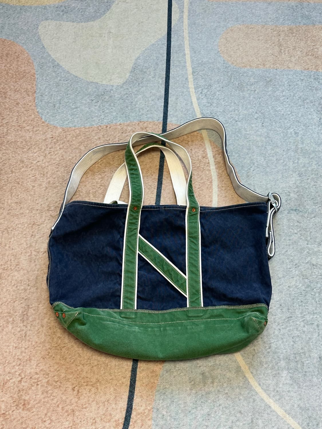 나이스네스(NICENESS)  L.lesh  숄더 토트백 그린 네이비 상품이미지3