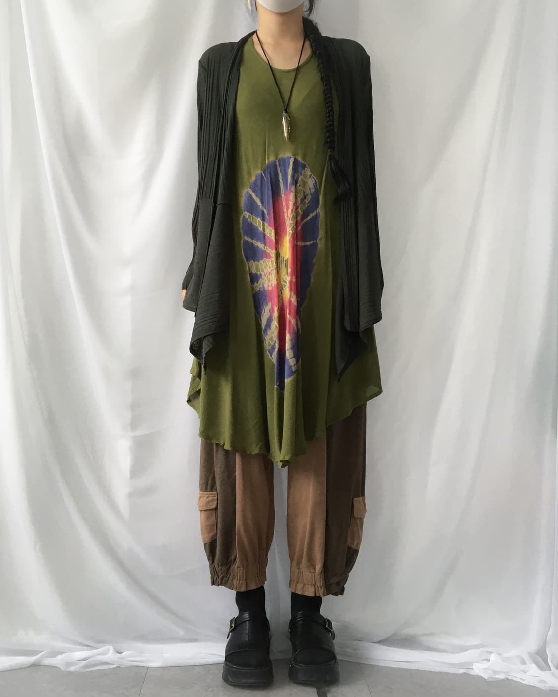 Lace layered open drape cardigan 상품이미지8
