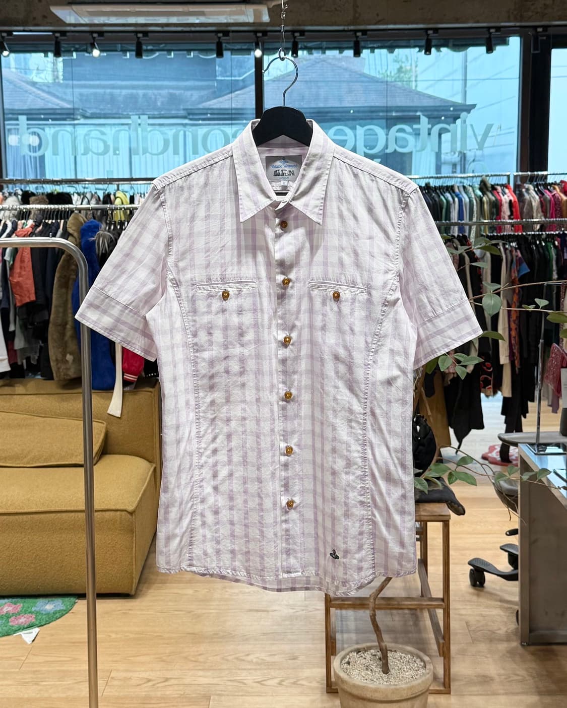 비비안 웨스트우드 맨 퍼플 체크 하프 셔츠  상품이미지1