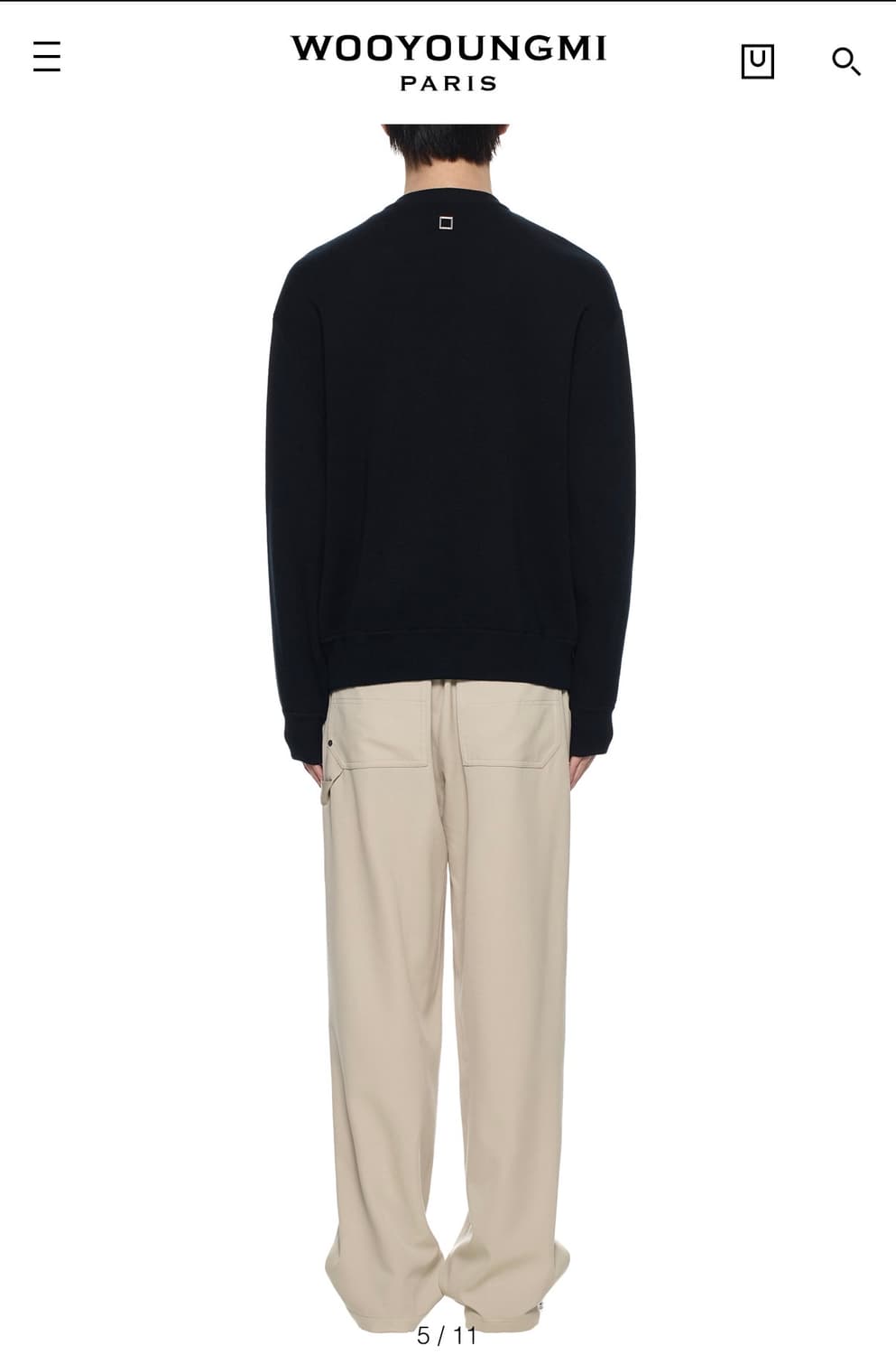 우영미 블랙 라운드넥 울 가디건 니트 46 상품이미지4