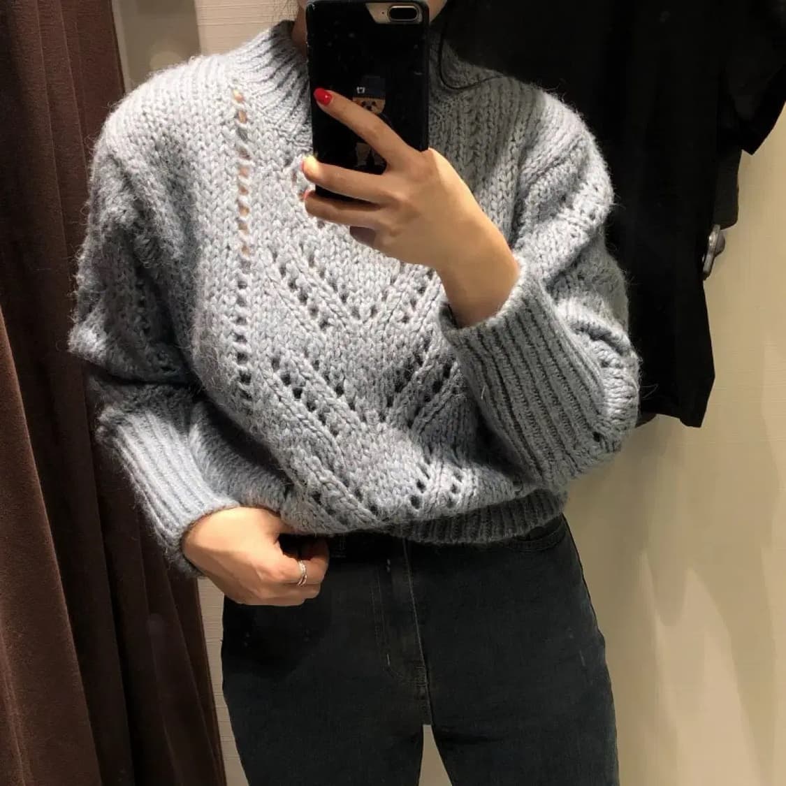 (size L) zara 자라 니트 블루 상품이미지3