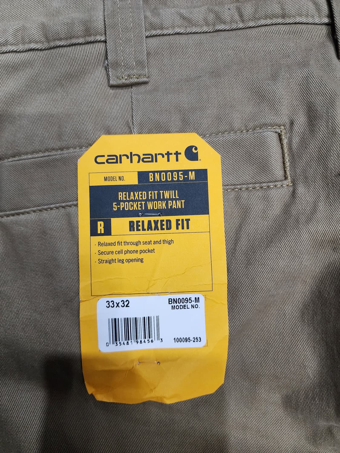 칼하트 트윌 5포켓 릴렉시드 핏 워크 팬츠 33x32 상품이미지8