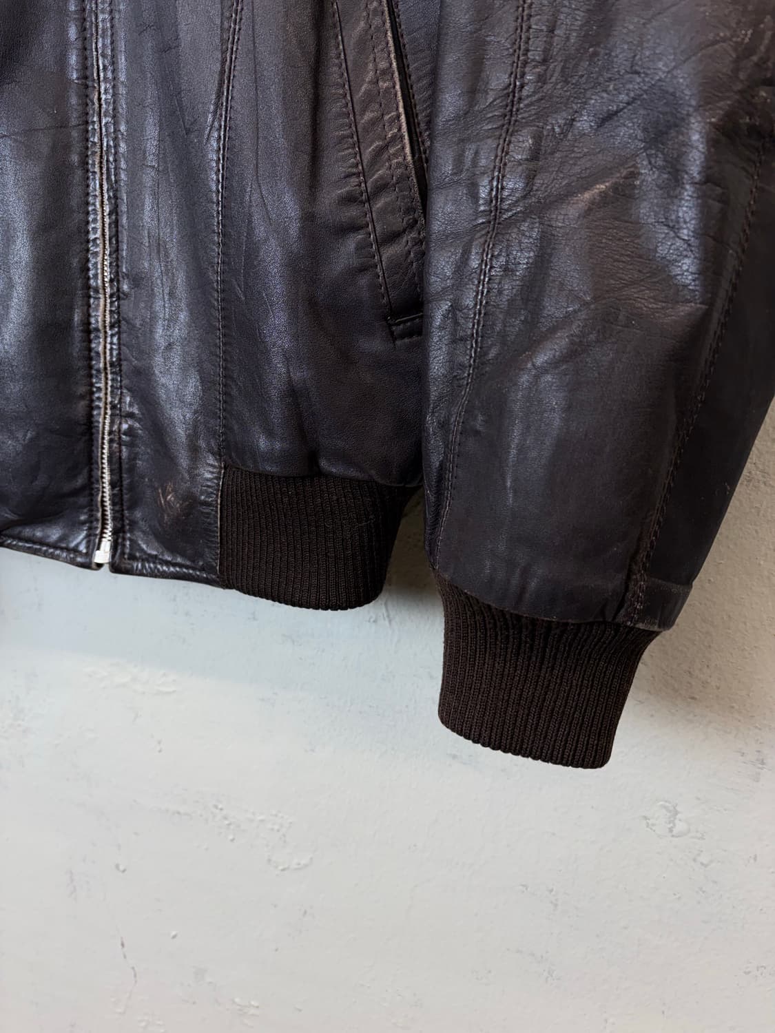 JPN 빈티지 레더 블루종 자켓 브라운 상품이미지4