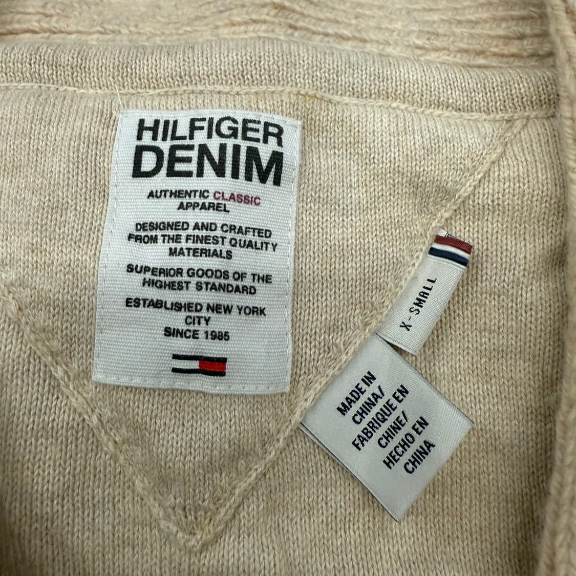 [정품/XS] 타미힐피거 데님 케이블 니트 가디건 아이보리 b19 상품이미지5