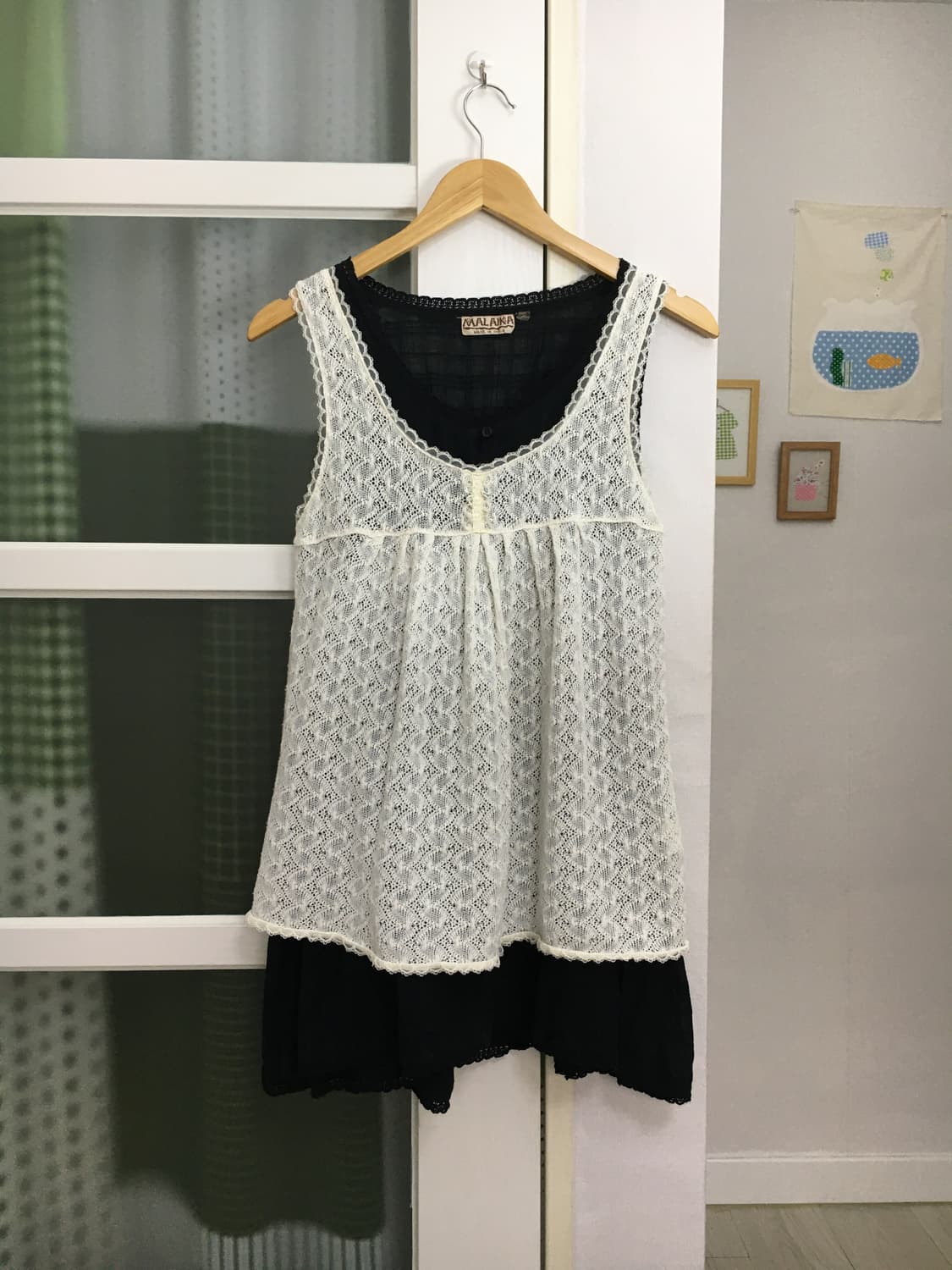 아이보리 레이스 니트 슬리브리스 상품이미지1