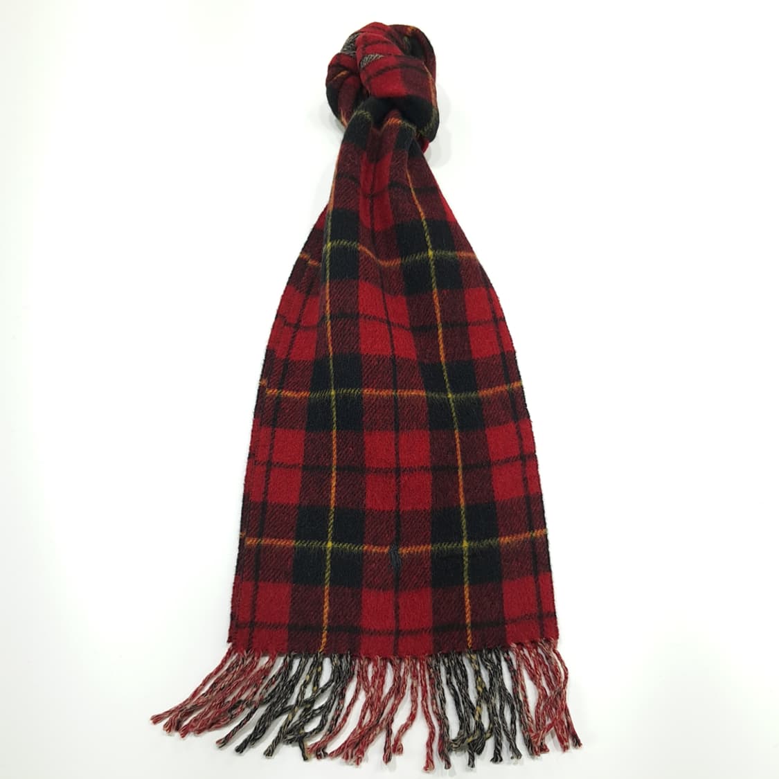 MX325 폴로 랄프로렌 레드 타탄체크 헤링본 양면 램스울 목도리 머플러 상품이미지1