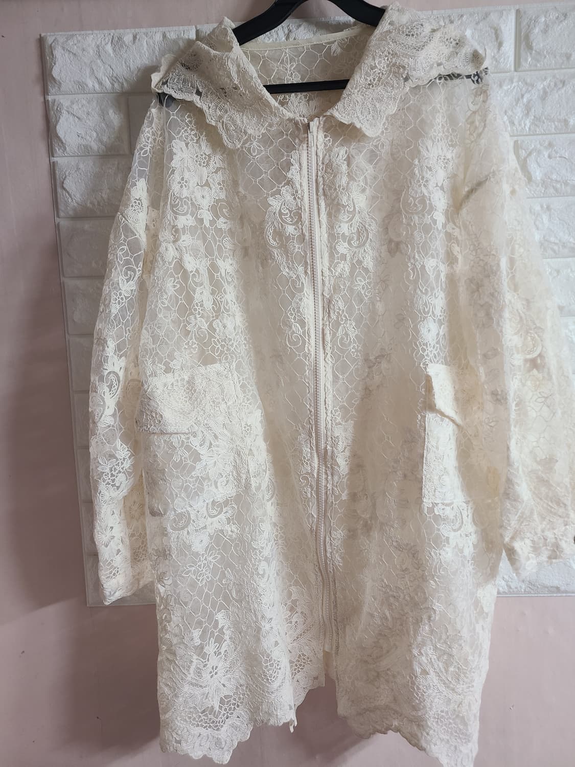 레이스 후드 롱 집업(프리) 상품이미지1