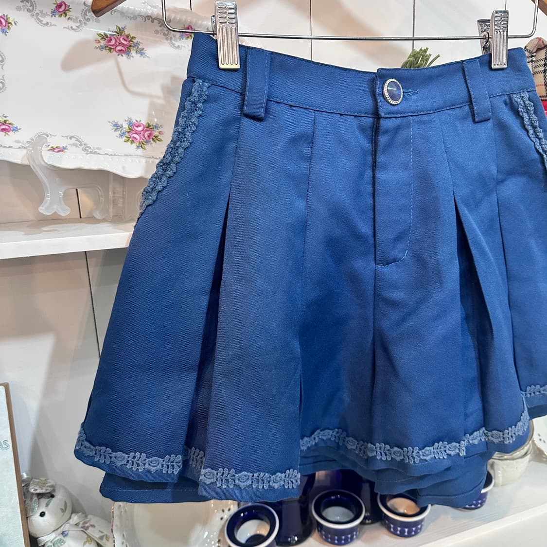 axes femme(액시즈팜) 블루 플리츠 큐롯 팬츠 스커트(치마바지) 상품이미지3